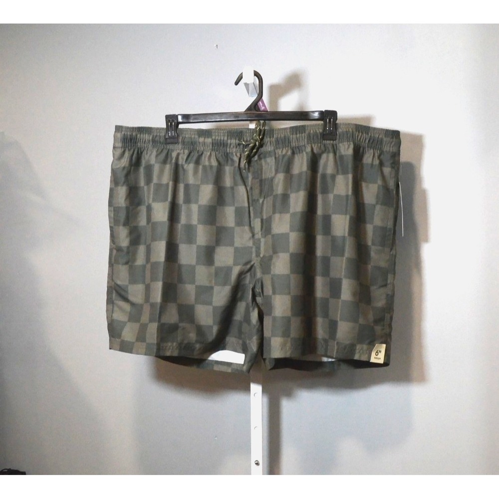NWT No Boundaries Men's Size 3XL (48-50) Swim Shorts Green Check Print